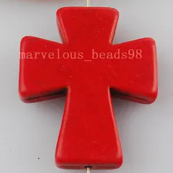 Jewelry  30x36mm Red Howlite Cross Pendant Art SMC2713