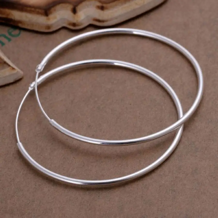 for women wedding 5cm round circle lovely nice fashion classic silver color party Earring Jewelry free shipping E042