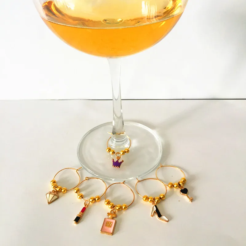 Wine charms New Fashion Design 6PCS Wine Glass Charms Rings Marker Christmas Party Bar Table Decorations Christmas Gift