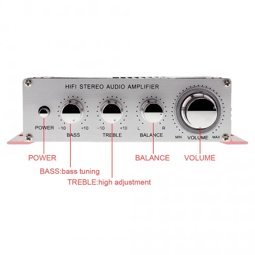 Amplificateur Stéréo de Voiture Hi-Fi DC12V 5A 85dB, Prise en Charge de CD / DVD/MP3, Entrée pour Hurbike/Home