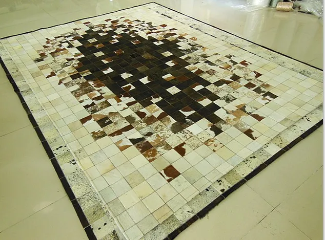 

free shipping 1 square meter 100% natural hand made cow leather bathroom rug set