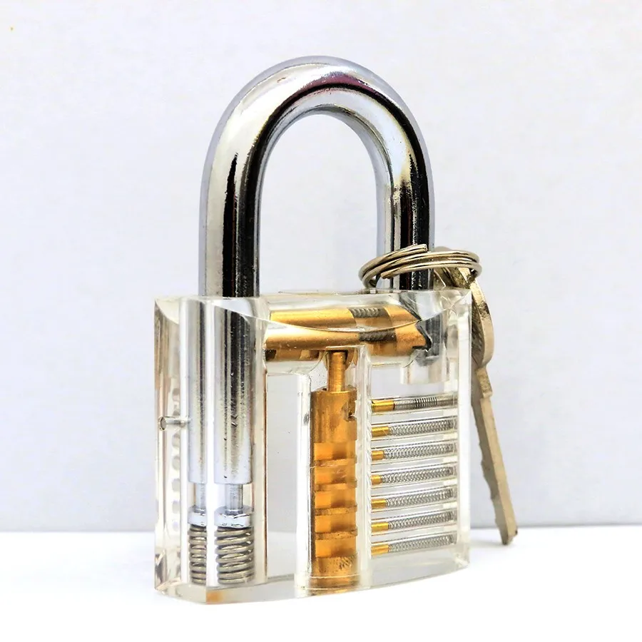 15pcs GOSO Locksmith Tools Classic Set with Bag and Transparent Lock Cutaway Inside View Padlock Broken Key Tool