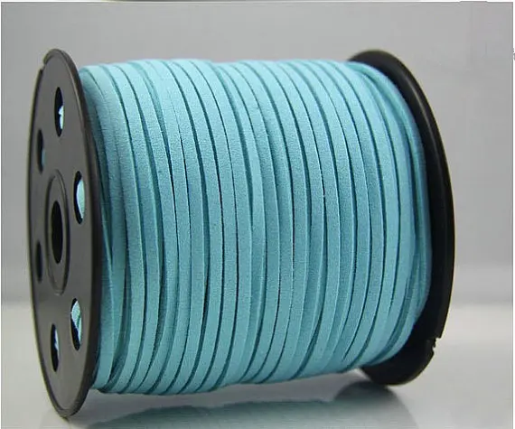 

Free Shipping 100Yds Flat faux Leather suede cord, 3mm, Fresh Blue, faux suede cord for bracelets 3mm