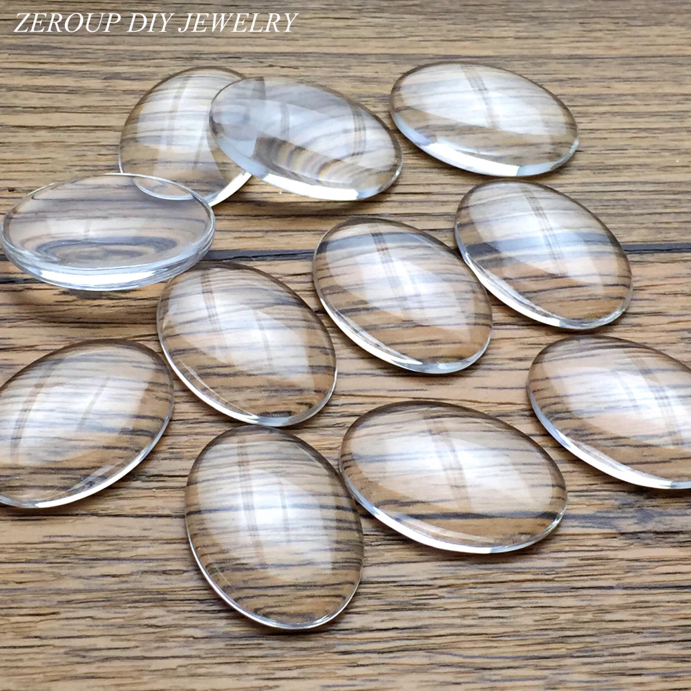 ZEROUP 15 teile/los 18x25mm Handgemachte Transparent Klar Glas Cabochon Gewölbtem Oval Schmuck Zubehör Liefert für schmuck