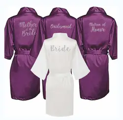 Plain Satin Robes Women Wedding Robe Bride Bridesmaid Robes Dressing Gown Bridesmaid Silk Robe Plum Silk Robes for Women Slipper