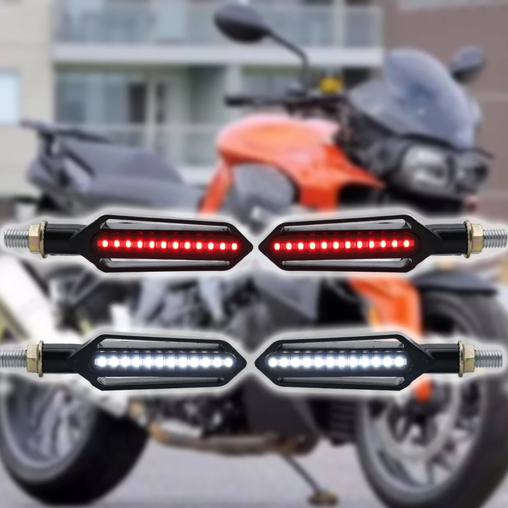 Motorcycle Accessories Turn Signal Light Flowing Water Indicator Lighting White DRL Indicators Blinkers Flickerred Brake Lamp