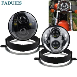 FADUIES Faro LED negro para proyector de motocicleta de 5,75 pulgadas con soporte para Honda VTX 2002-2008 VTX 1800, VTX 1300