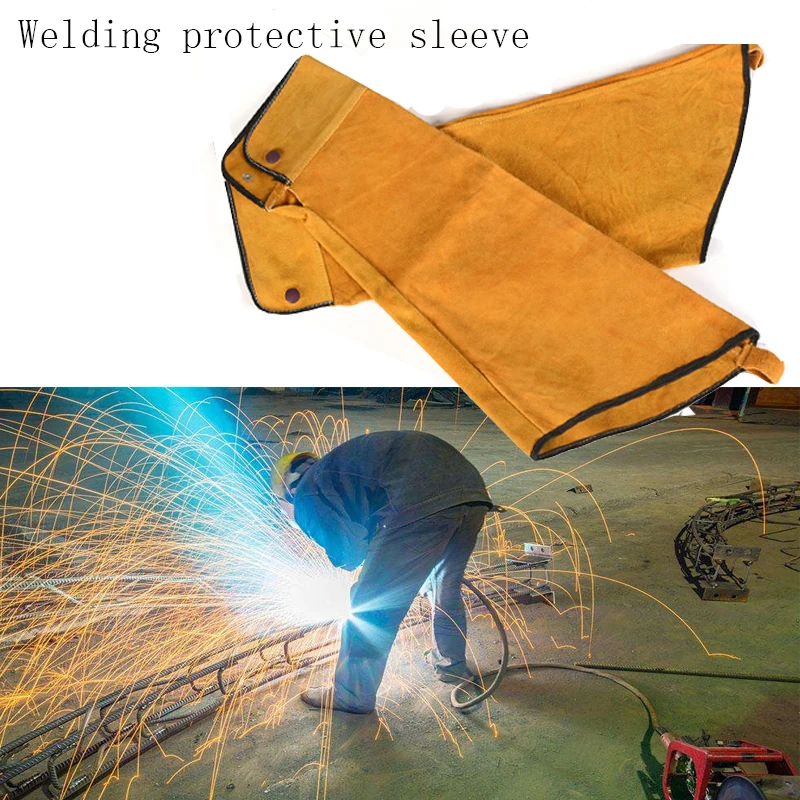 

Tig Tag Mig Professional Welder-Protective Sleeves-Welding Split Cowhide Leather-Sleeves 57cm Welder Anti Fire Stitched