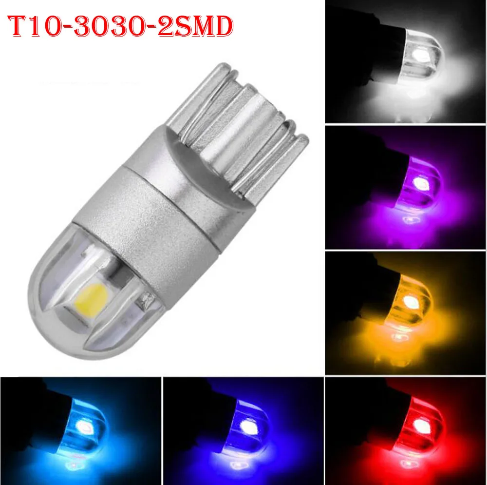 10PCS Car Styling T10 3030 2SMD LED Bulbs W5W 194 168 Auto Car Lamps  Turn Side License Plate Parking Fog Clearance Light 12/24V