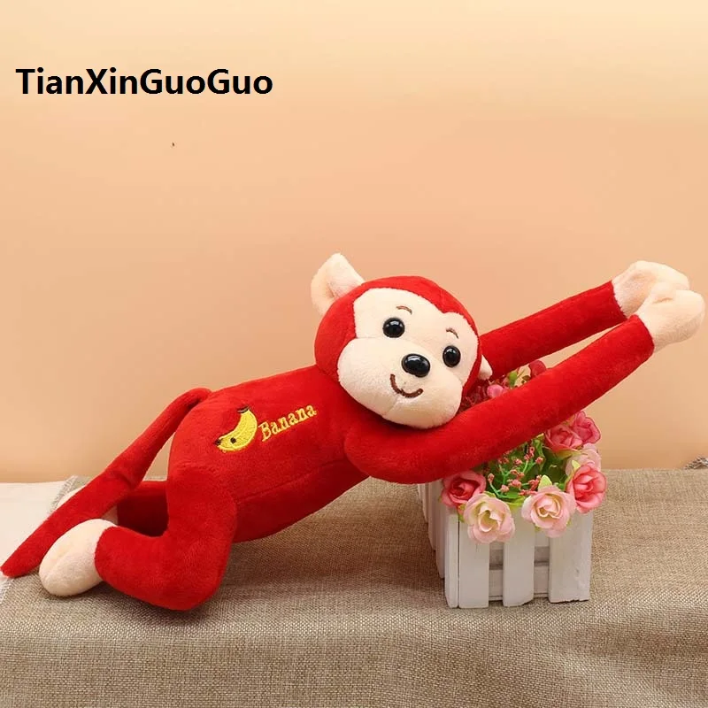 

about 40cm red prone monkey plush toy lovely banana monkey soft doll baby toy birthday gift w2955