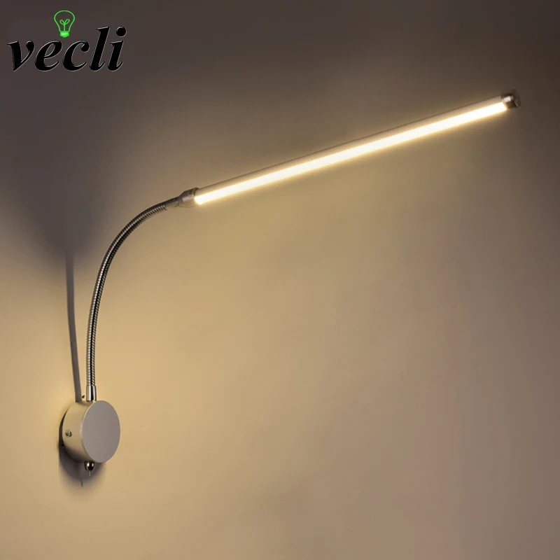 New Flexible Hose 9W LED Reading lamp Wall mount study lights switch bedside bedroom LED mirror light dress table lighting bra