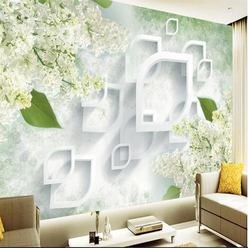 beibehang Custom Wallpaper Modern Simple Wisteria Lavender 3D TV Backdrop 3D TV Backdrop Wallpaper papel de parede para quarto