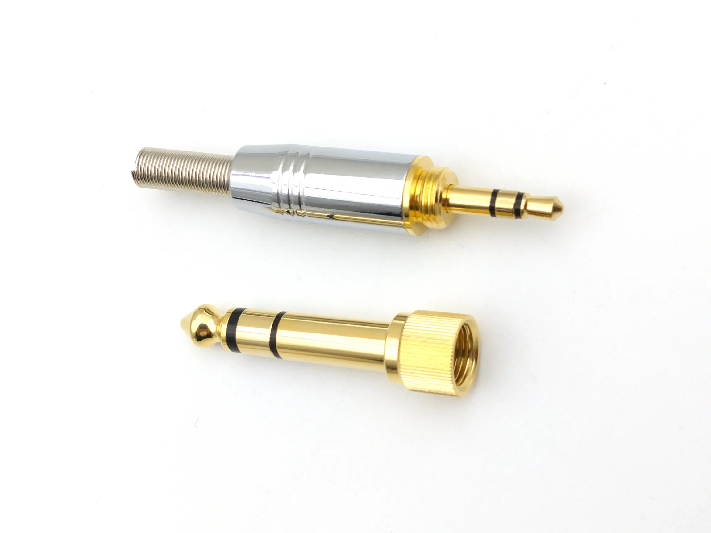 20set Self-locking stereo plated  6.35mm revolution to 3.5mm self-locking nut take male plug connector