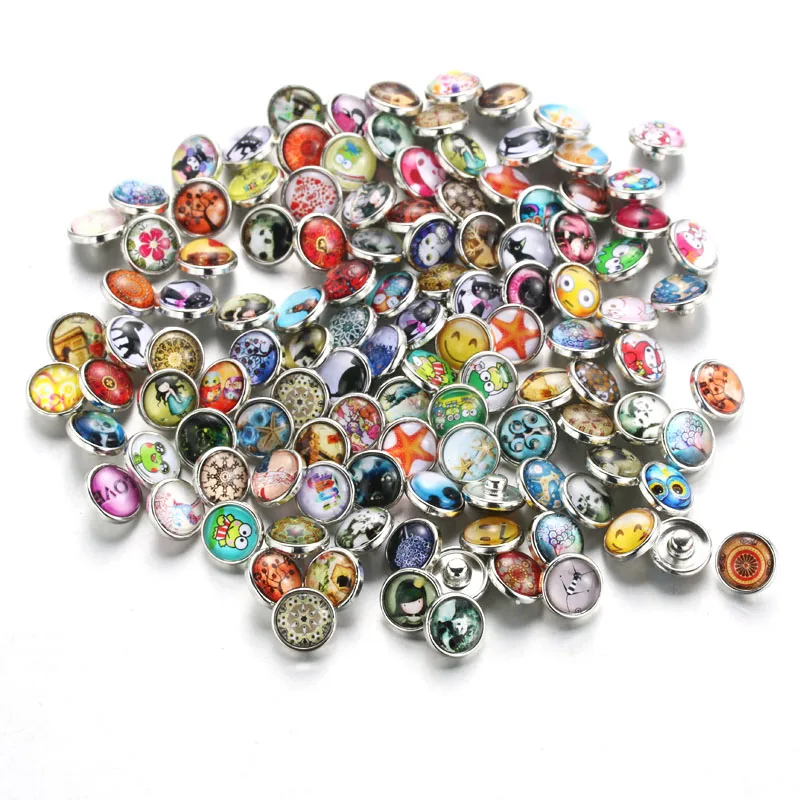 10pcs/lot 12mm 18mm Snap Buttons for Snap Button Jewellery Mixed Cartoon Ginger Charms Fit Snaps Button Bracelet Bangle