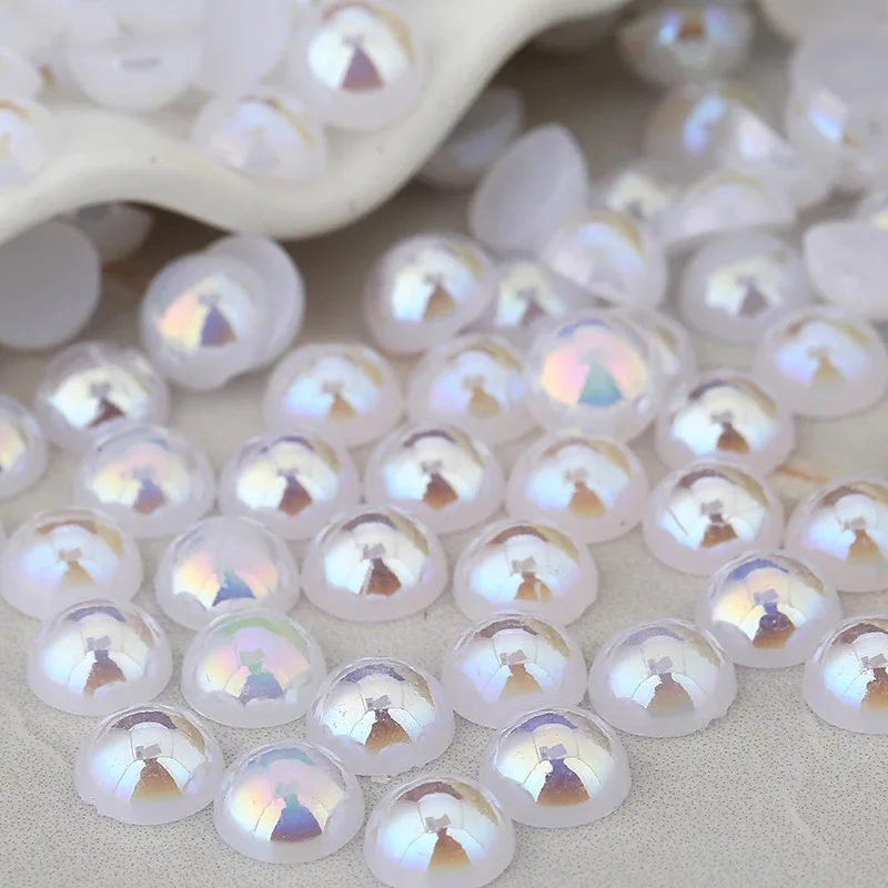 AB White Half Pearl Mixed Size from 1.5mm To 10mm Craft ABS Resin Flatback Half round imitation pearls