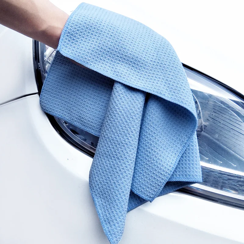 

Car Microfiber Drying Towel with Waffle Weave Design Car Cleaning Cloths Car Care Wax Polishing Detailing Towel Blue 40cm*45cm