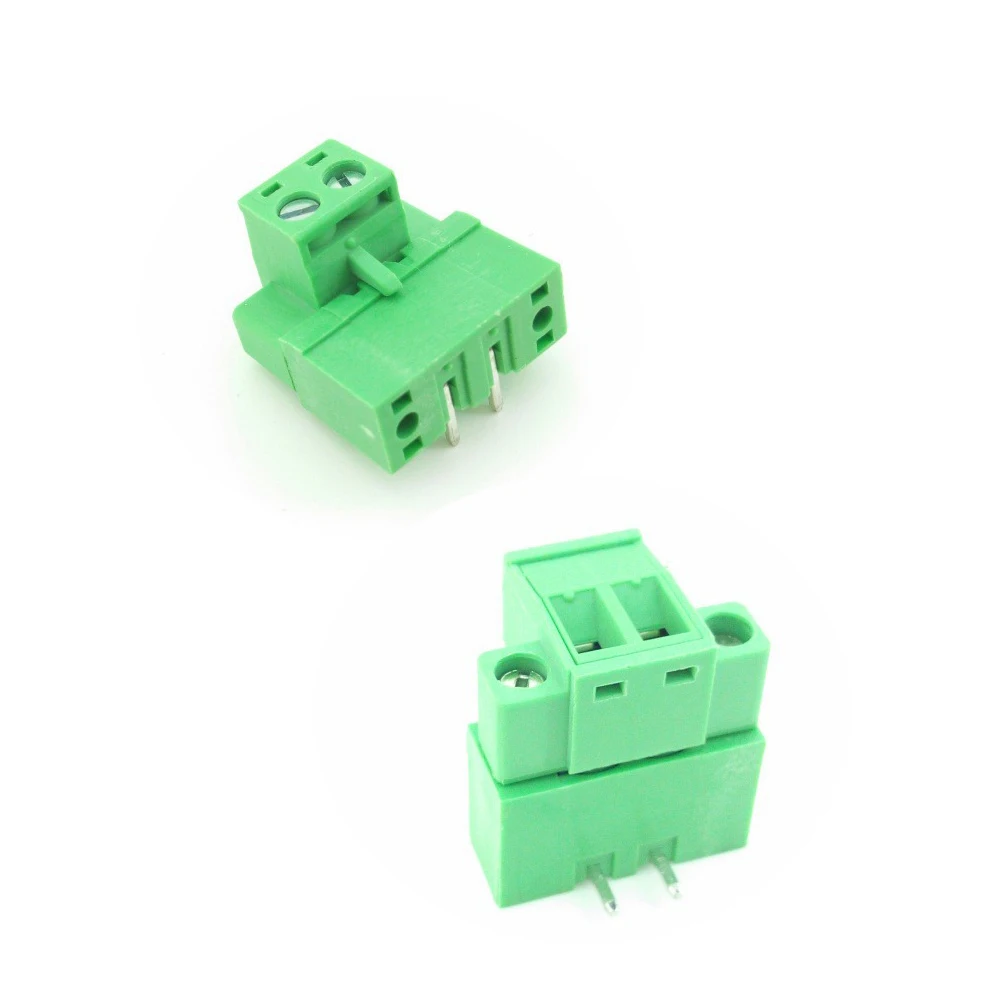 

5.08mm Pitch 2 Pins PCB Screw Terminal Blocks with Flange, Plug + Right Angle Pin Header, 120 units a pack