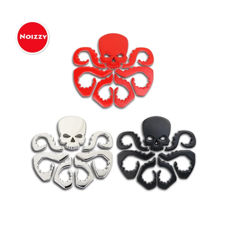 Noizzy Hydra Skull Logo Ho pegatina de coche 100% 3D Metal Auto emblema insignia roja negro cromo automóvil motocicleta Tuning Styling