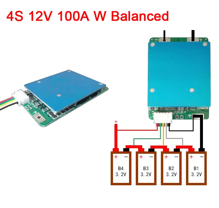 4S 12V 100A wysoki prąd Lifepo4 litowo BMS tablica zabezpieczająca baterię W zbalansowana komórka 12.8V balans dla falownika samochodowego