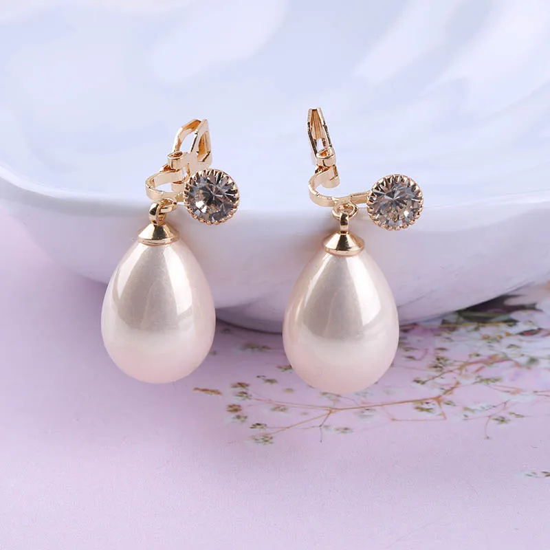 Luxury High Light Spring Colour Resin Waterdrop Clip on Earrings for Women Girl Party Without Pierced Favorite Fashion Jewelry