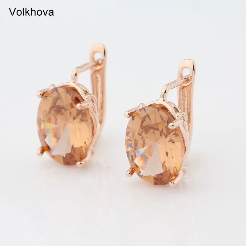 New Fashion Oval 9 Color Stud Earrings For Women Rose Gold Color Jewelry Zircon color Earrings Trendy Jewelry For Girl Gift