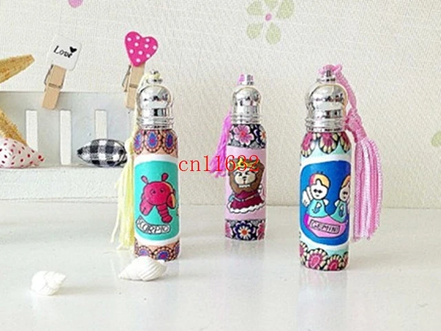 200pcs/lot Free Shipping 6ml & 8ml &10ml Animal style glass perfume bottles refillable roll on bottles With Tassel