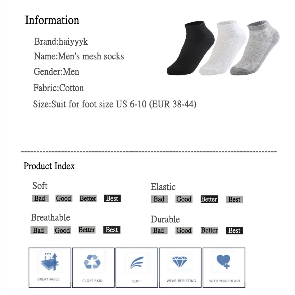 20Pcs=10Pairs Solid Mesh Men\'s Socks Invisible Ankle Socks Men Summer Breathable Thin Boat Socks Size EUR 38-43 cheap price