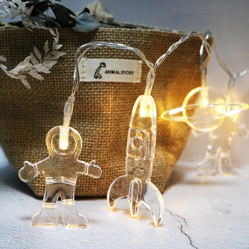 

LED String Lights Astronauts Spaceship Rocket Mars Universe String Kids Boy Girl Bedroom Home Party Wedding Party Decoration