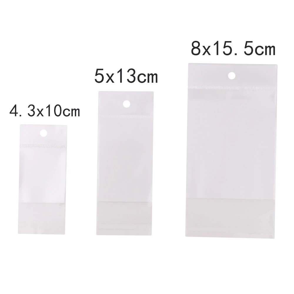 100pc/lot White/Clear Self Seal Zipper Plastic Retail Packaging Pack Poly Bag Ziplock Zip Lock Storage Bag Package Hang Hole