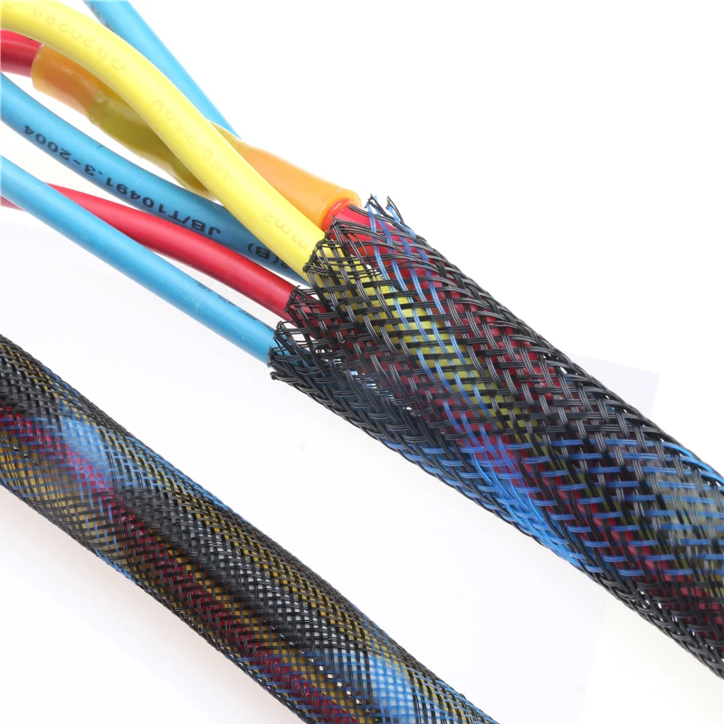 10m Blue+Black 2/4/6/8/10/12/15/20/25mm Insulation Braided Sleeving Tight PET Expandable Cable Sleeves Wire Gland Cables