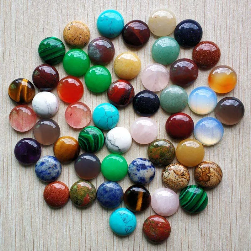 Wholesale 50pcs/lot fashion good quality assorted natural stone mix round cabochon stone beads 16mm for jewelry making free