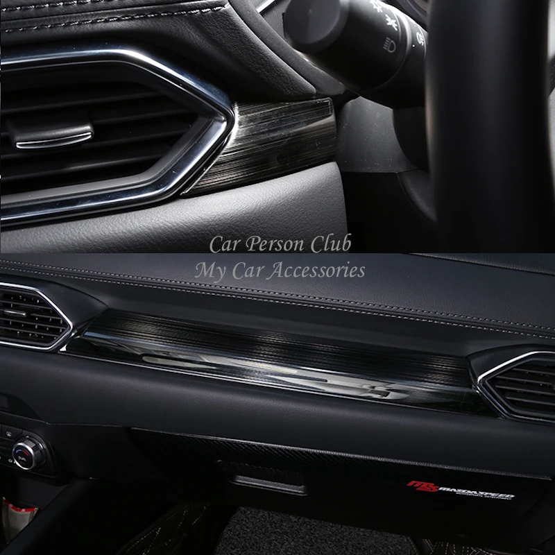 For Mazda CX-5 2017-2021 Center Console Control Dashboard Frame Cover Trims Strips Inner Stainless Steel Car-Styling Accessories