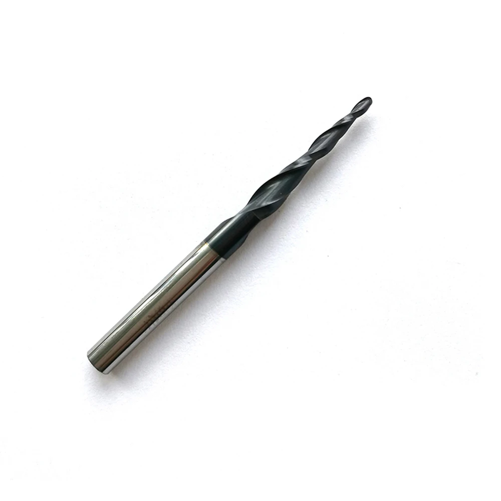 10pcs R0.75*20.5*D4*50L shank Tungsten solid carbide Tapered Ball Nose End Mills and cone cutter HRC55 with coating