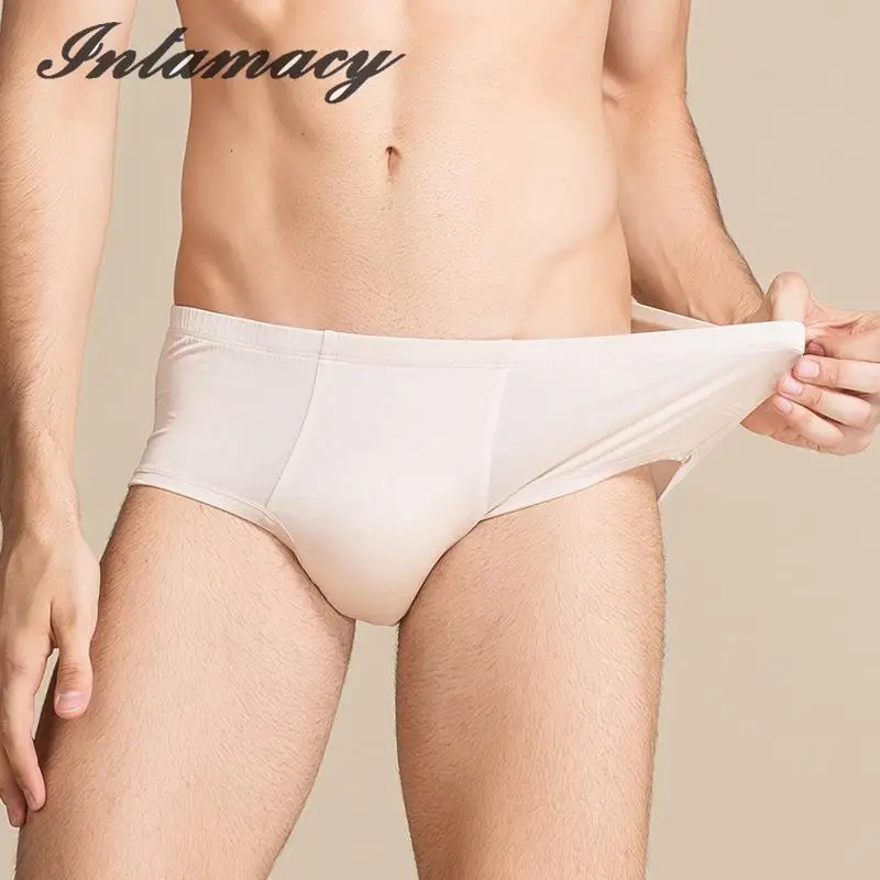 Men's 100% real Silk Underwear, Waist Knitting, Silk Briefs, Summer Antibacterial Breathable Underwear