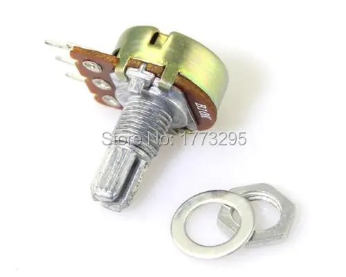 2Pcs/lot High Quality B10K Linear Potentiometer 15mm Shaft With Nuts And Washers Hot WH148 10K 103 resistance