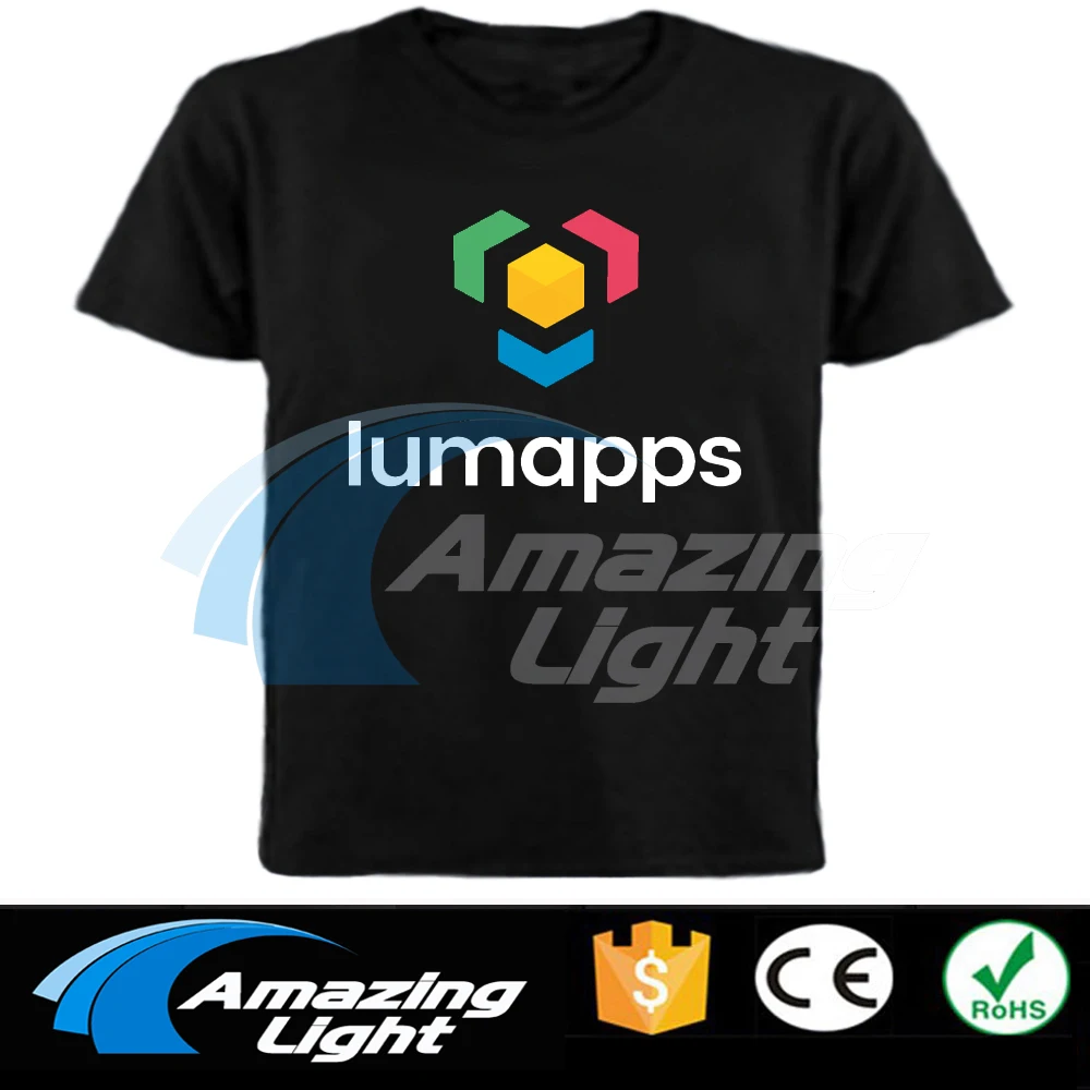 Amazing light customized sound active flashing led t-shirt with 4pcs AAA battery pack