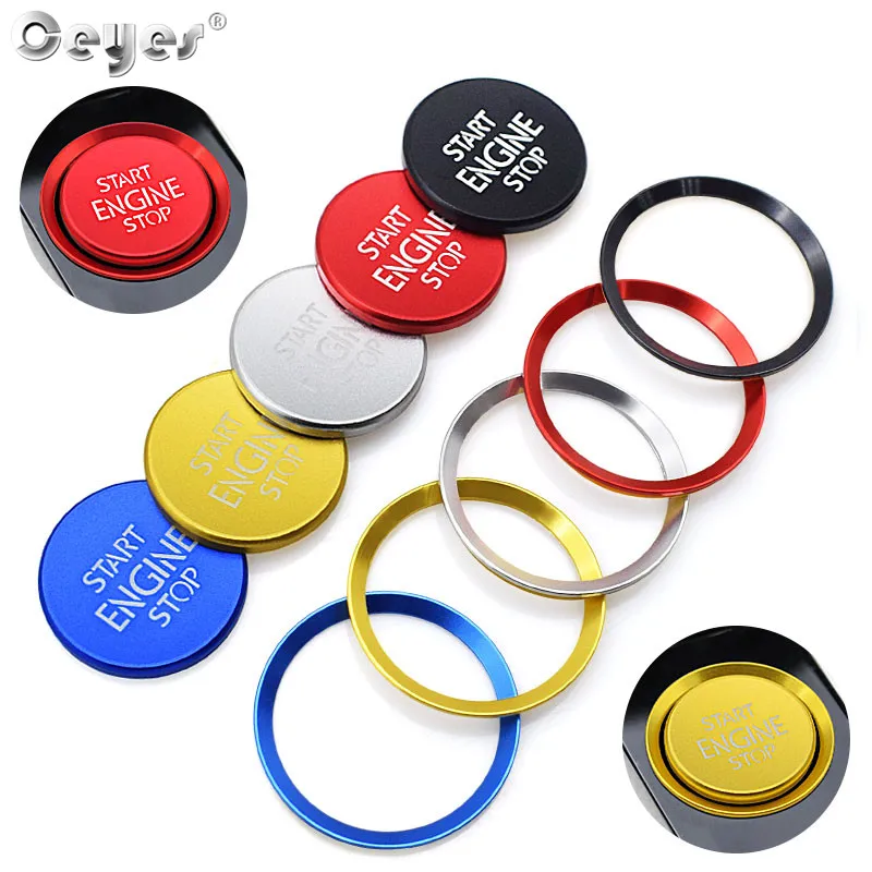 Ceyes Car Styling Interior Accessories Stickers Ignition Engine Start Stop Ring Case For Volkswagen CC For VW Auto Button Covers