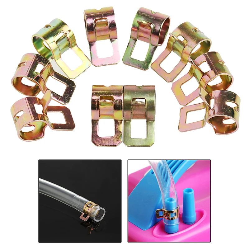 10Pcs 7mm Spring Clip Line Hose Water Pipe Air Tube Clamps Fastener