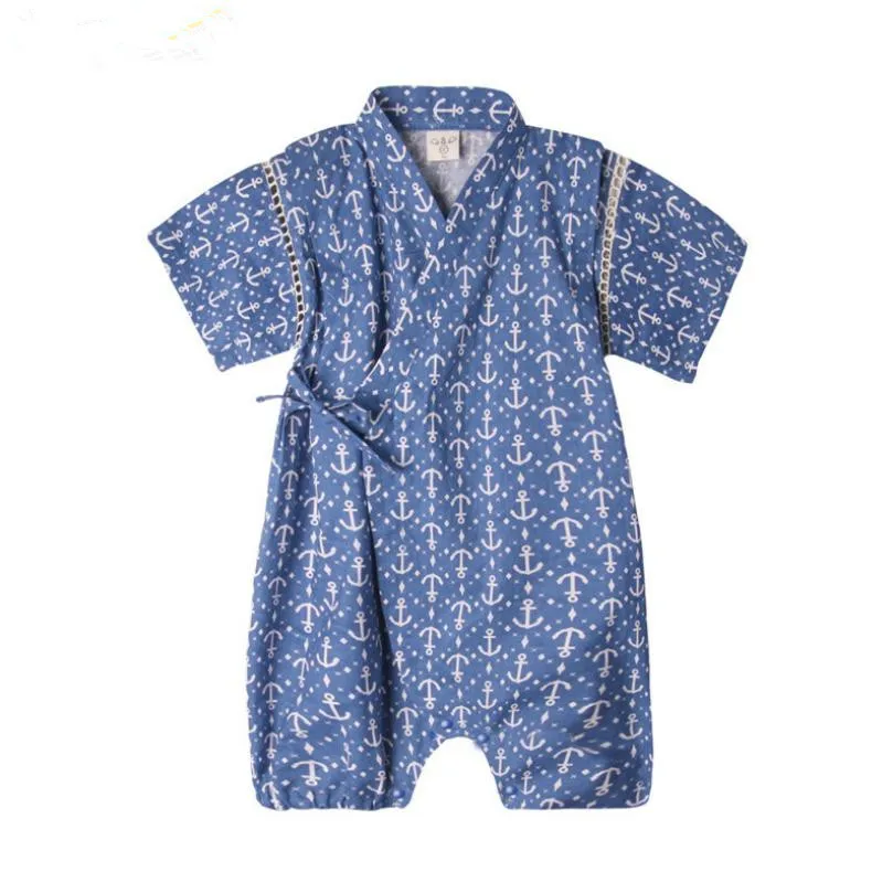 Kimono Baby Clothes Japanese Style Kids Clothes Girls Romper Retro Bathrobe Uniform Clothes Infants Print Costume Unisex Y531