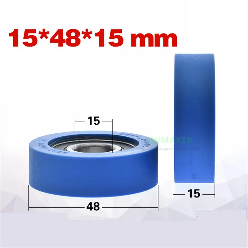 1pcs 15*48*15mm Logistics sorting automation equipment pulley, PU wrapped rubber roller, 6002 bearing, mute rubber wheel