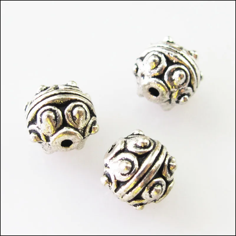 20Pcs Tibetan Silver Round Ball Spacer Beads Charms 7.5mm