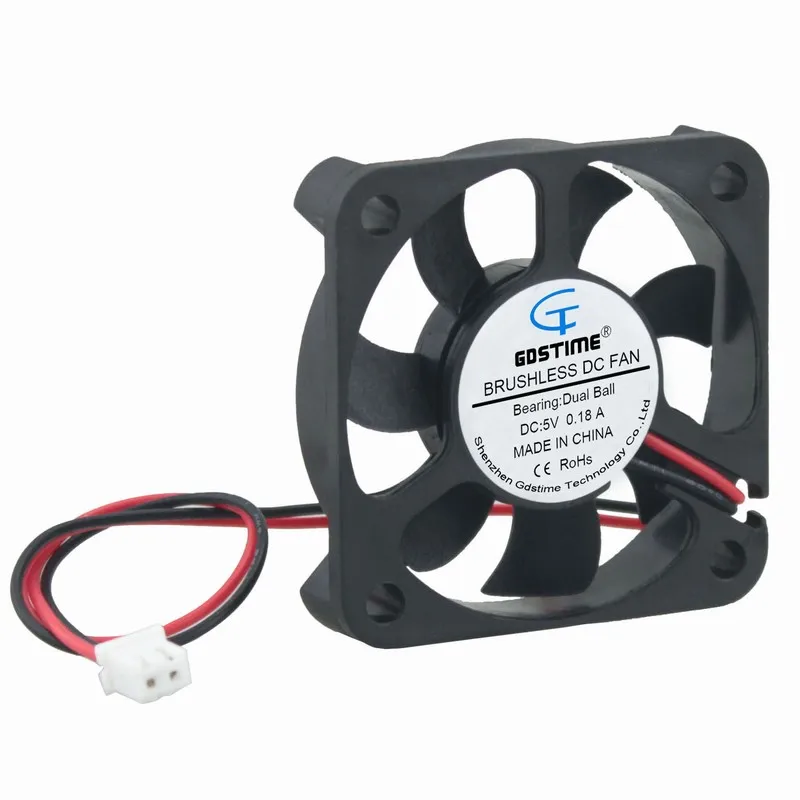 100 pcs Gdstime DC 5V 50mm x 10mm Ball Bearing 50x50mm 5010 DC Brushless Cooling Fan 5cm Small Cooler 2Pin 5010