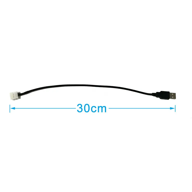 30CM 2Pin 8mm /10mm USB Cable to LED Strip Connector Free Welding LED Connector for DC5V 5050 2538 LED Strip Light