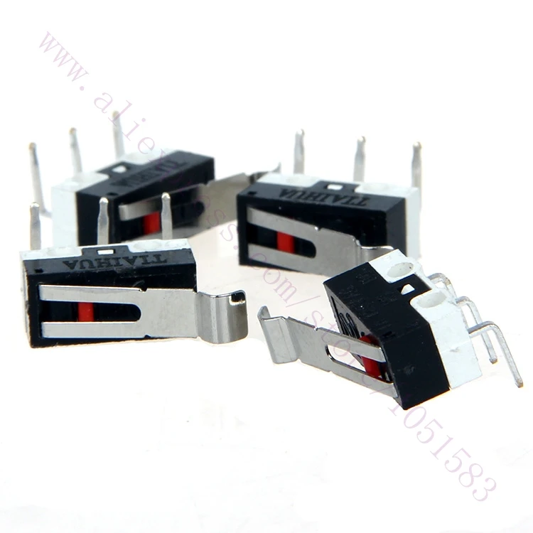 10pcs with three RIGHT bend legs 3D printer MicroSwitch Mouse Side Key Momentary Micro Limit Switch 1A/125VAC for 3D Printer