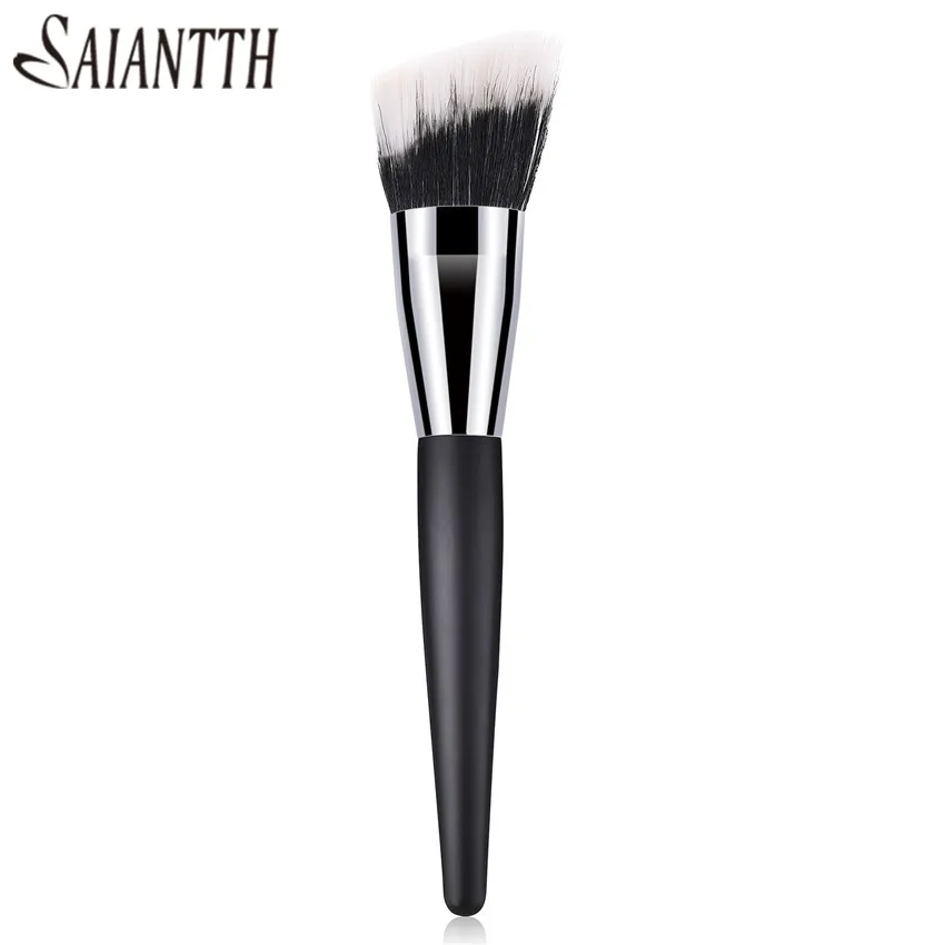 SAIANTTH Black silver Oblique bristle blush brush single professional makeup brushes beauty tools pincel maquiagem Cone wood