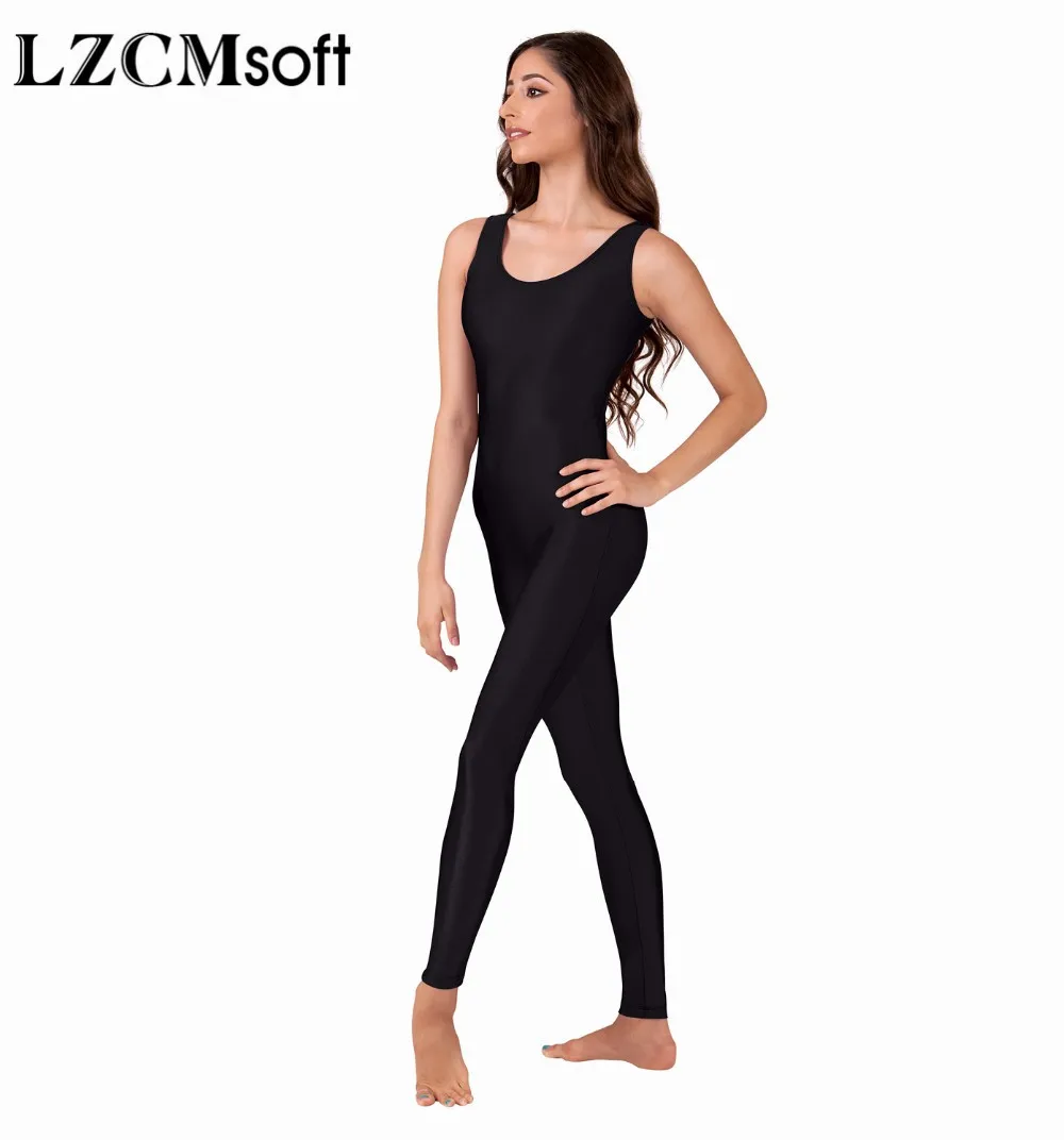 LZCMsoft Women Spandex Tank Unitard Scoop Neck Gymnastics Unitards Full Bodysuit Jumpsuit Ballet Stage Dance Show