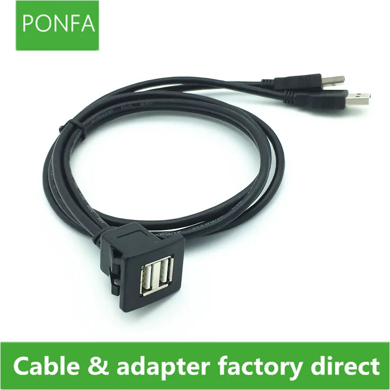 Flush Mount USB Dock Adapter Dashboard Panel 2,0 Port Männlichen zu Weiblichen Kabel 1 mt/2 mt