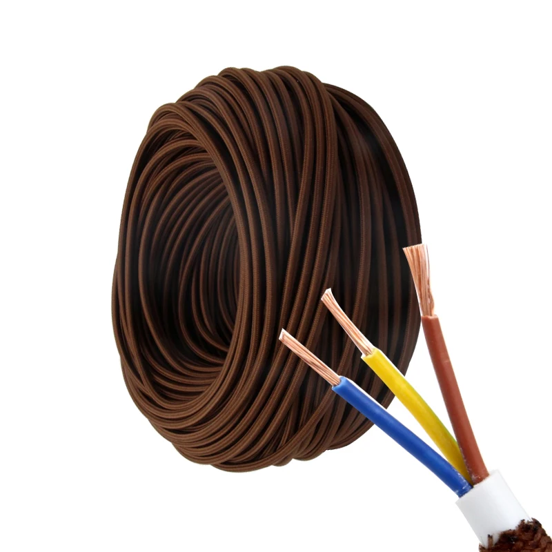 New 3 Core 0.75mm2 Fabric Cloth Covered Cable Vintage Light Cord 3 Wire Electrical Wire Textile Flexible Power Cord