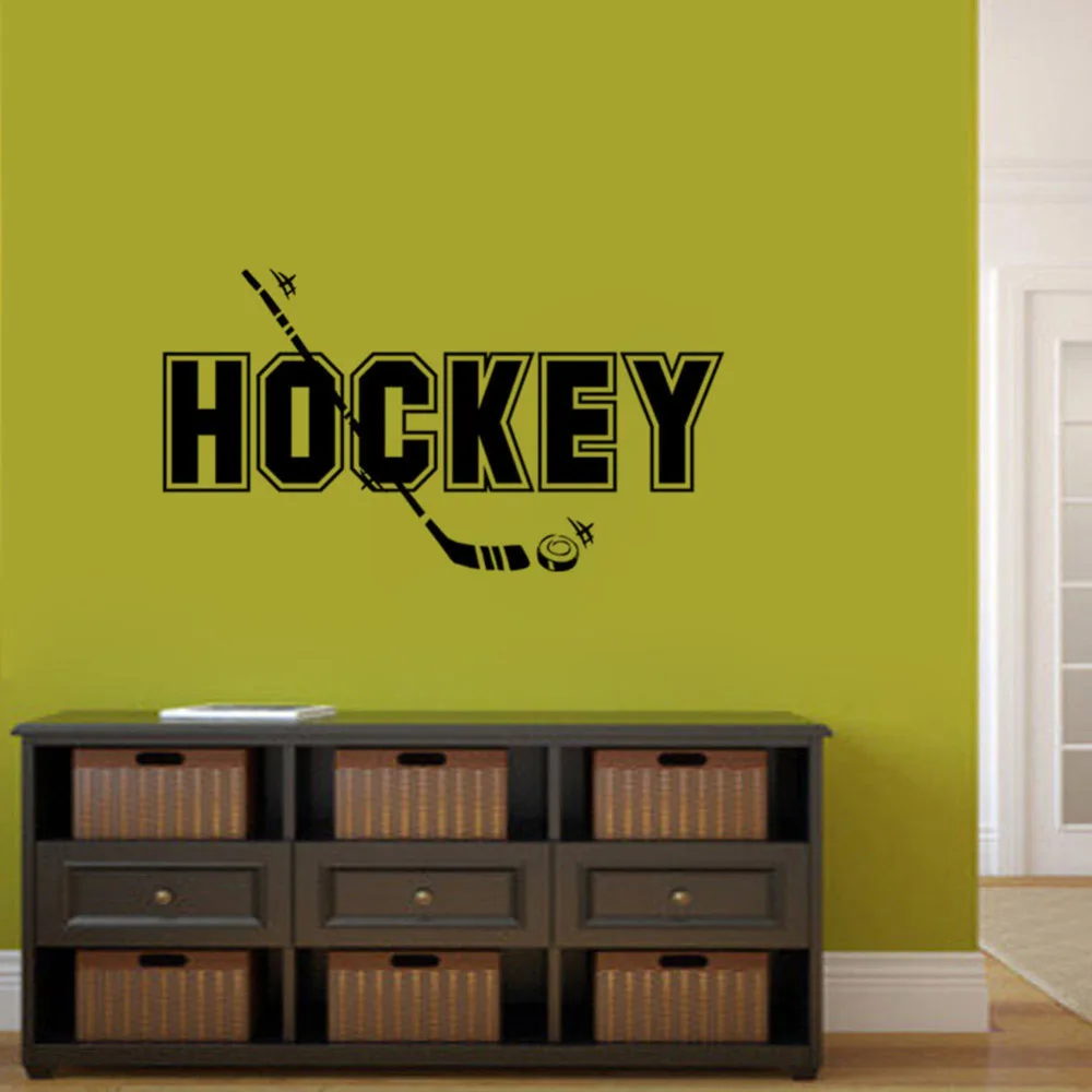 

Wall Stickers Hockey Health Fitness Sports Sofa Background Home Removable Vinyl Wall Decals For Boys Kids Room GYM SA050B