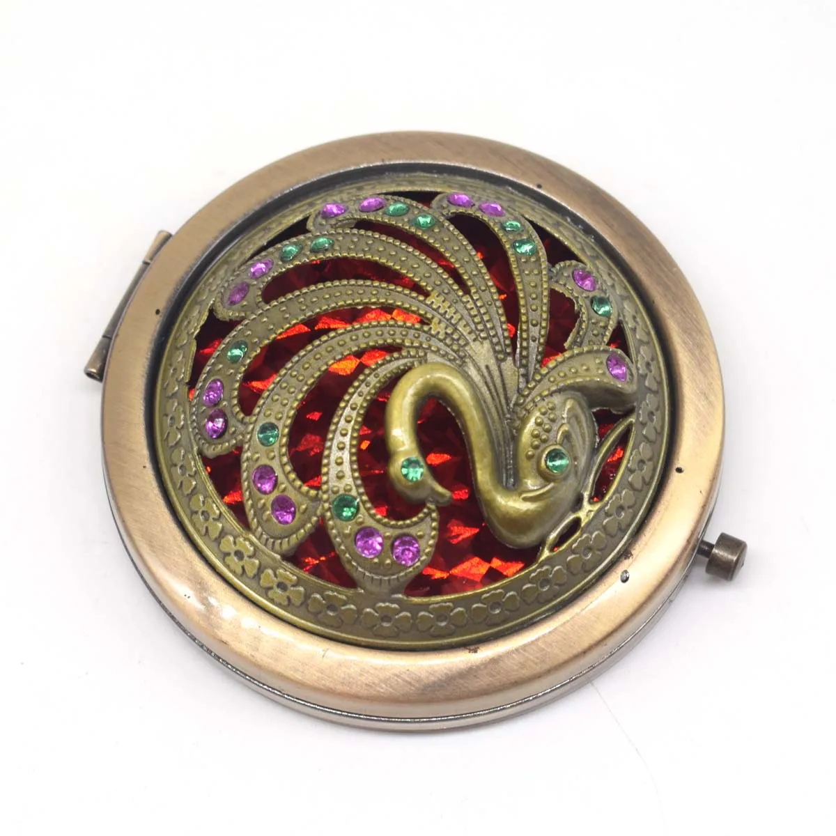 Vintage Gifts Hand Mirrors Hollow Peacock Style Pocket Mirror Mini Portable Compact Mirrors Girl Double-Side Folded Makeup Tools